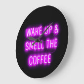 NEON KAFFEE WALL CLOCK WECKTE EINEN KAFFEE AUF GROßE WANDUHR (Winkel)