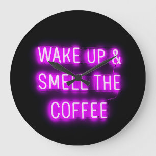 NEON KAFFEE WALL CLOCK WECKTE EINEN KAFFEE AUF GROßE WANDUHR
