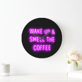 NEON KAFFEE WALL CLOCK WECKTE EINEN KAFFEE AUF GROßE WANDUHR (Zuhause)