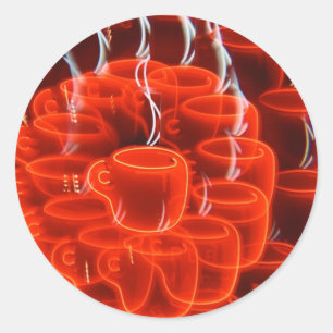 Neon-Kaffeetasse Wahnsinn Runder Aufkleber