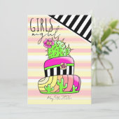 Neon-Kaktus-Einladung Einladung (Stehend Vorderseite)