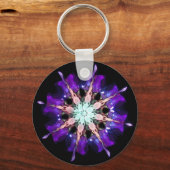 Neon Kaleido-Drehung Burst in Lila und rosa Schlüsselanhänger (Vorderseite)