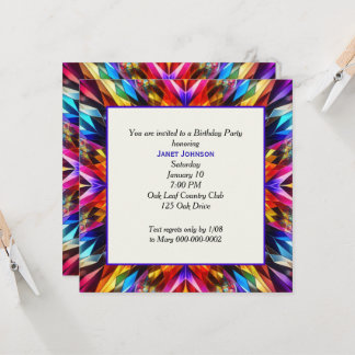 Neon Kaleidoscope Brithday Party Einladung
