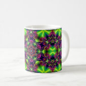 Neon Kaleidoscope Coffee Mug – Psychedelic Tasse (VorderseiteRechts)
