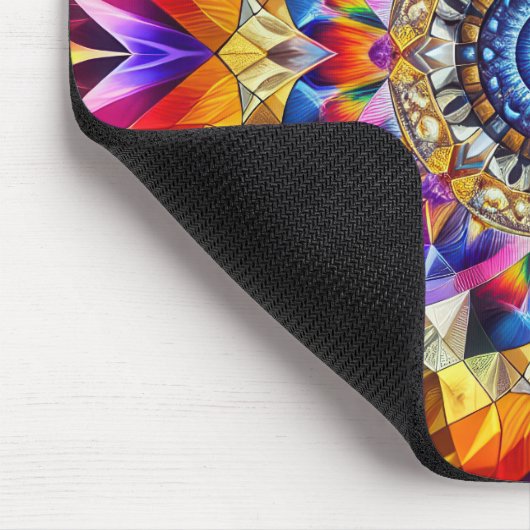 Neon Kaleidoscope Design Mousepad (Ecke)