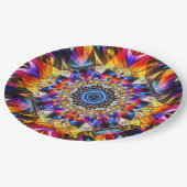 Neon Kaleidoscope Design Pappteller (Schrägansicht)