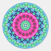 Neon Kaleidoscope Design Runder Aufkleber (Vorderseite)