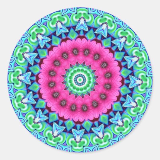 Neon Kaleidoscope Design Runder Aufkleber (Vorderseite)