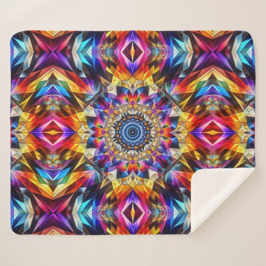 Neon Kaleidoscope Design Sherpadecke (Vorderseite (Horizontal))