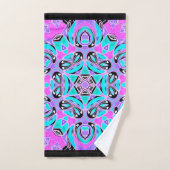 Neon kaleidoscope, Mandala Badhandtuch Set (Handtuch)
