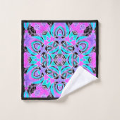 Neon kaleidoscope, Mandala Badhandtuch Set (Waschlappen)