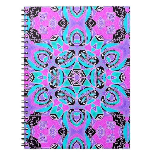 Neon kaleidoscope, Mandala Notizblock (Vorderseite)
