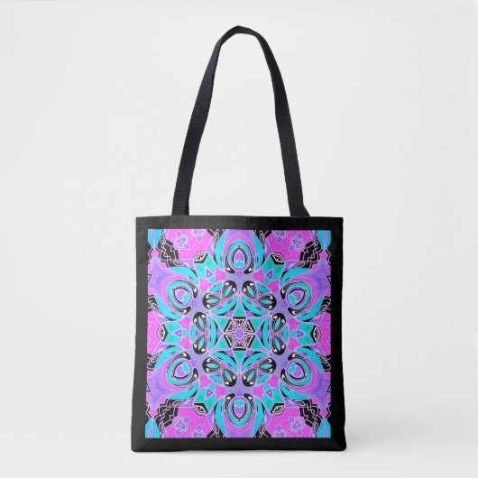 Neon kaleidoscope, Mandala Tasche (Vorderseite)