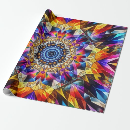 Neon Kaleidoscrope Abstrakt Geschenkpapier (Ungerollt)