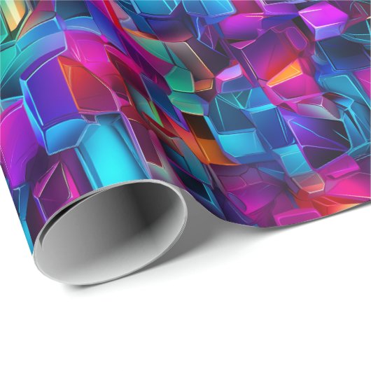 Neon Kaleidoskop Geschenkpapier (Rolleneckpunkt)