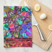 Neon Kaleidoskop Mandala Geschirrtuch (Viertel Falte)