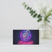 Neon Karaoke Bar Business Card Visitenkarte (Stehend Vorderseite)