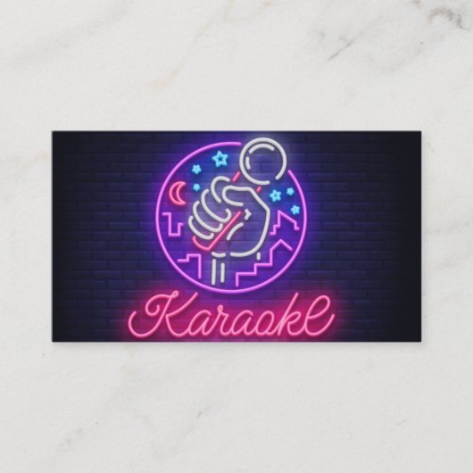 Neon Karaoke Bar Business Card Visitenkarte (Vorderseite)