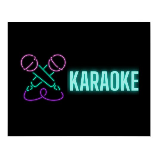 Neon Karaoke Mics und Text Poster (Vorderseite)