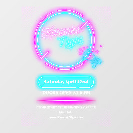 Neon Karaoke Night Groß anpassen Fensteraufkleber