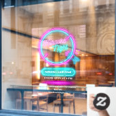 Neon Karaoke Night Groß anpassen Fensteraufkleber (Café-Fenster)