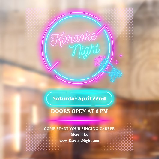 Neon Karaoke Night Groß anpassen Fensteraufkleber (Blatt 2)