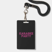 Neon Karaoke Party Ausweis (Rückseite mit Lanyard)
