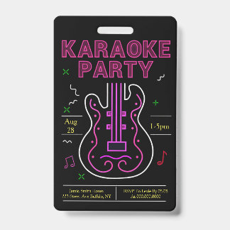 Neon Karaoke Party Ausweis