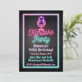 Neon-Karaoke-Sing-Geburtstagsfeier-Einladung  Einladung (Stehend Vorderseite)