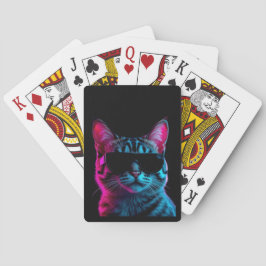 Neon-Karte Katze Vibes Spielkarte