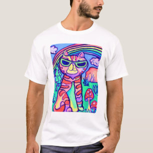 Neon-Katze Cool Art Malerei Lustiges Design T-Shirt