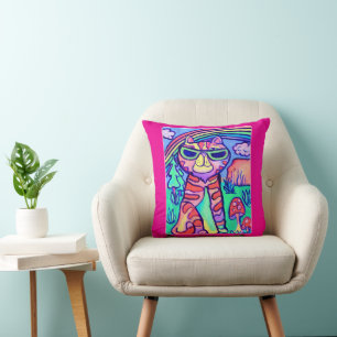 Neon-Katze Cool Malerei Spaß Wilde Kunst Kissen