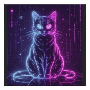 **Neon-Katze Design – Leuchtende futuristische Kat Poster