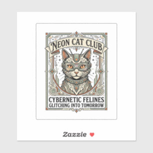 Neon-Katzen-Club Katze Cyberpunk Vintage-Vektor-Ar Aufkleber