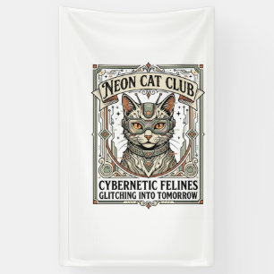 Neon-Katzenclub-Katze-Cyberpunk-Vintage-Vektor-Art Banner