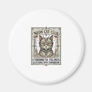 Neon-Katzenclub-Katze Cyberpunk Vintage-Vektor-Art Magnet