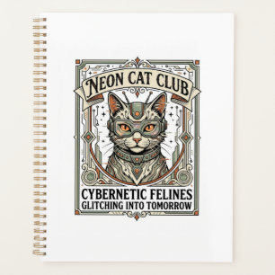 Neon-Katzenclub-Katze Cyberpunk Vintage-Vektor-Art Planer