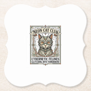 Neon-Katzenclub-Katze-Cyberpunk-Vintage-Vektor-Art Untersetzer