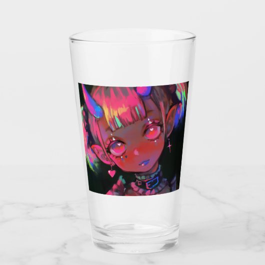 Neon Kawaii Dämonen Mädchen Pastel Goth Glas (Vorderseite)