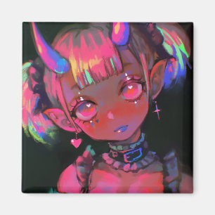 Neon Kawaii Dämonen Mädchen Pastell Goth Magnet