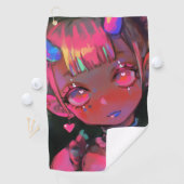 Neon Kawaii Demon Girl Pastel Goth Golfhandtuch (Insitu)