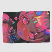 Neon Kawaii Demon Girl Pastel Goth Golfhandtuch (Horizontal)