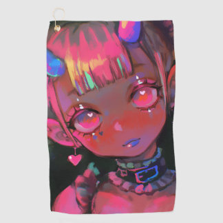 Neon Kawaii Demon Girl Pastel Goth Golfhandtuch