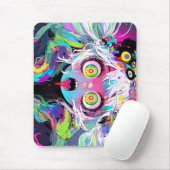 Neon Kawaii Shockwave: Psychedelisches Anime-Mädch Mousepad (Mit Mouse)