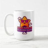 Neon Kawaii Star - "Shine Even on Cloudy Days" Kaffeetasse (Links)