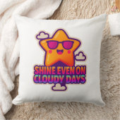 Neon Kawaii Star - "Shine Even on Cloudy Days" Kissen (Decke)
