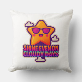 Neon Kawaii Star - "Shine Even on Cloudy Days" Kissen