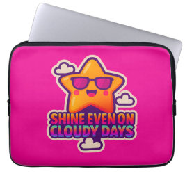 Neon Kawaii Star - "Shine Even on Cloudy Days" Laptopschutzhülle