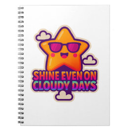 Neon Kawaii Star - "Shine Even on Cloudy Days" Notizblock
