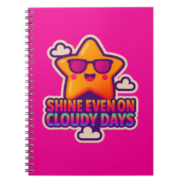 Neon Kawaii Star - "Shine Even on Cloudy Days" Notizblock